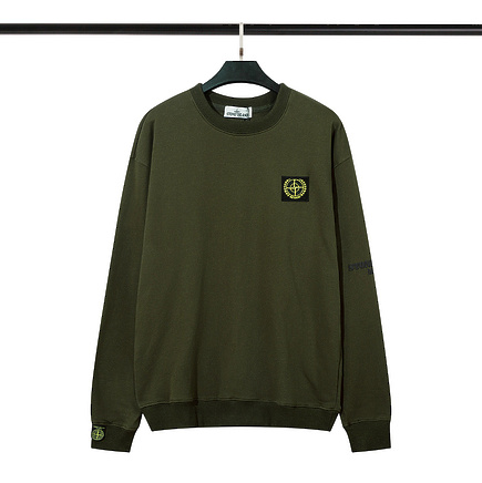 Хаки свитшот Stone Island с чёрными надписями на спине