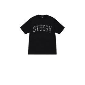 Базовая футболка в черном цвете Stussy с принтом на спине