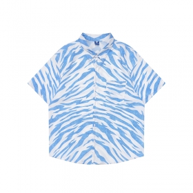 Рубашка с коротким рукавом TIDE EKU с голубым принтом зебры