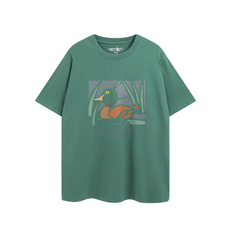 Carhartt футболка зеленого цвета с брендовым рисунком в виде утки