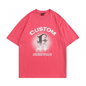 Яркая розовая футболка YUXING с принтом "custom B"