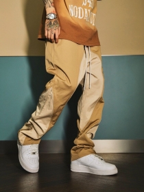 Стильные прямые штаны бежевого цвета от бренда SSB с молнией