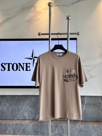 Комфортная коричневого цвета STONE ISLAND хлопковая футболка