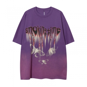 От бренда Smoking Time фиолетовая с бабочками футболка