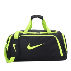 Универсальная Nike спортивная сумка чёрная с салатовыми ручками 