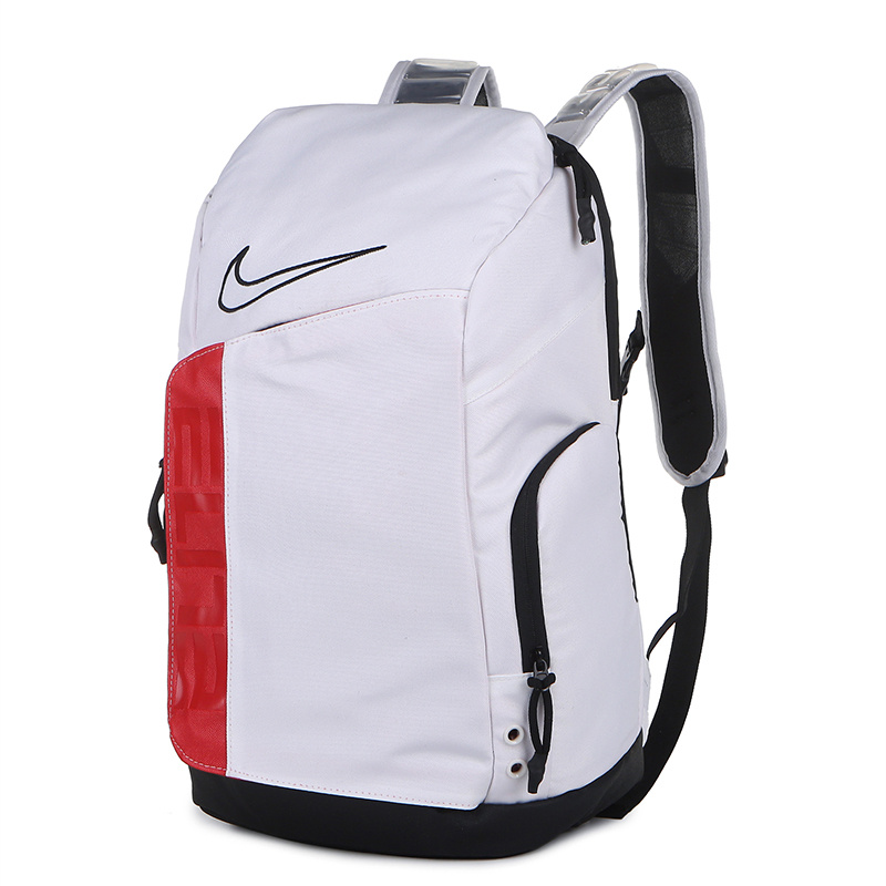 Практичный рюкзак бренда Nike белого цвета с красной вставкой