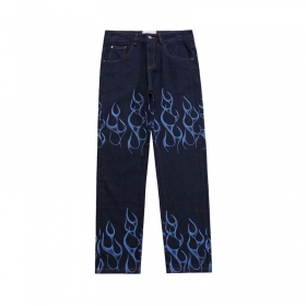 Тёмно-синие джинсы Made Extreme с принтом голубого огня