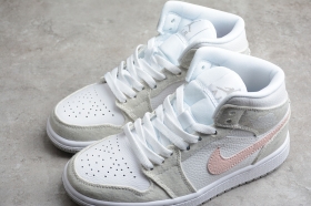 Кроссовки Nike Air Jordan 1 Mid из белой кожи и серого текстиля