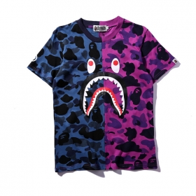 Двухцветная сине-фиолетовая футболка Bape Shark WGM с принтом "Акула"