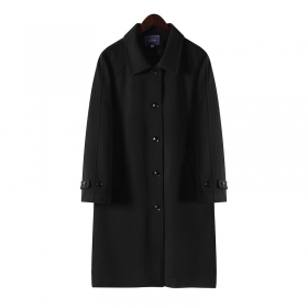 Черное прямое пальто на пуговицах Classic с карманом