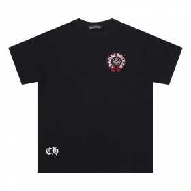 Премиального качества футболка Chrome Hearts с лого чёрная