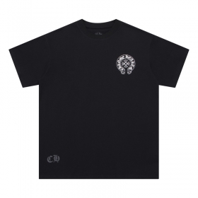 Базовая Chrome Hearts футболка чёрного-цвета с коротким рукавом