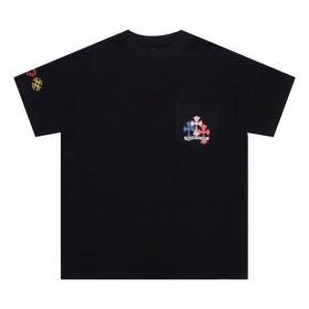 Хлопковая чёрная футболка Chrome Hearts с принтом на спине и рукаве
