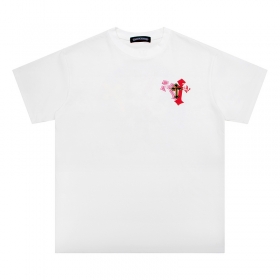 Длинная свободного фасона с крестами от Chrome Hearts белая футболка
