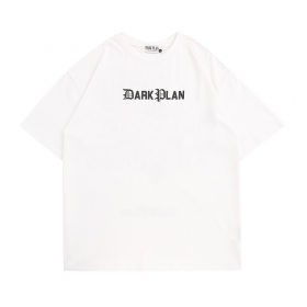 Унисекс базовая белая с лого Dark Plan и принтом "Роза" футболка
