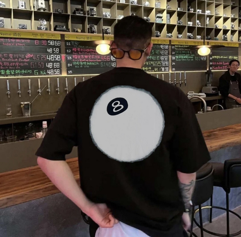 Черная футболка Stussy с большим принтом шар номер 8