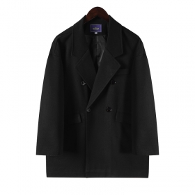 Чёрный двубортный Сlassic пальто-пиджак с классическим воротником