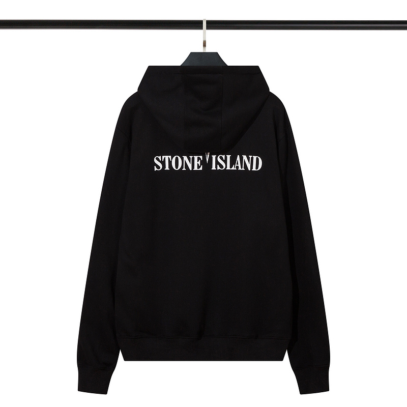 Худи STONE ISLAND черного цвета с патчем на рукаве и брендовым лого