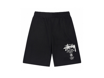 Чёрные STUSSY трикотажные шорты с фирменным логотипом