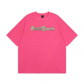 Розовая футболка прямого кроя Punch Line с качественным принтом 