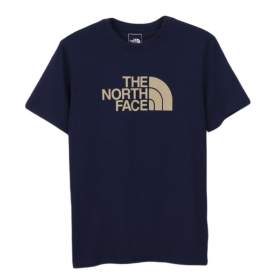 Тёмно-синяя футболка TNF с золотым лого на груди прямого кроя 