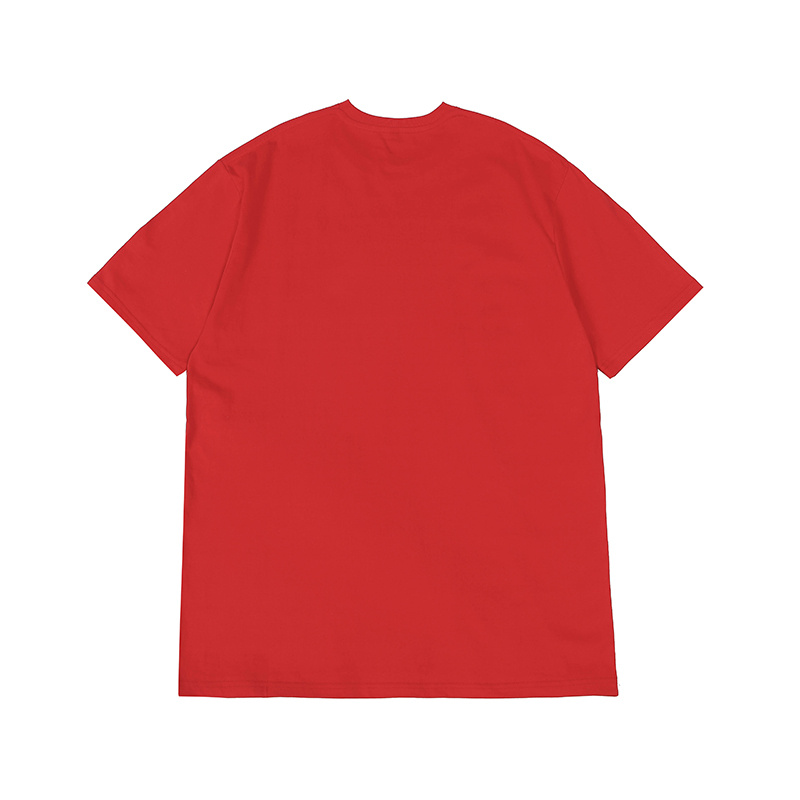 Красная унисекс футболка с белым лого на груди Stussy x Nike 