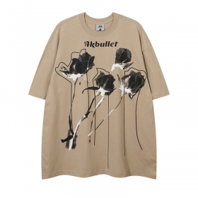 С принтом цветов Anbullet футболка в бежевом цвете