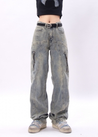 Модные джинсы в синем цвете Ken Vibe с карманами на молнии