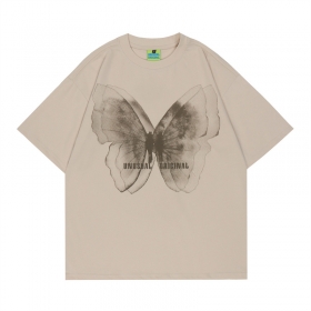 Бежевая футболка Unusual с принтом бабочки на спине и груди
