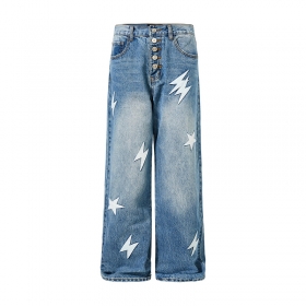 Синие со звёздным принтом от Made Extreme стильные джинсы