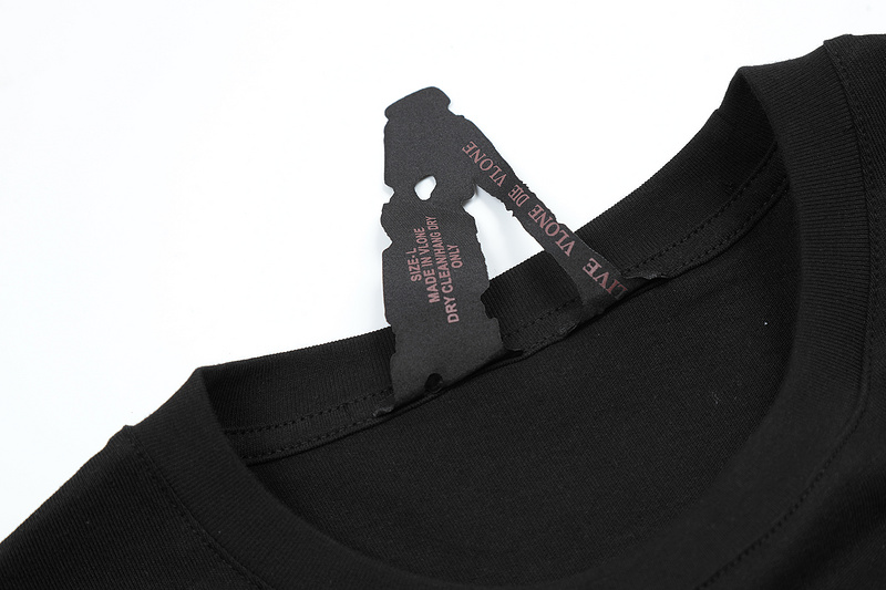 Повседневная модная чёрная футболка VLONE из натурального хлопка