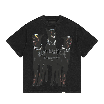 Represent с принтом "Три добермана" стильная черная футболка