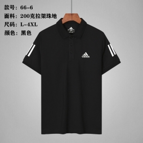 Поло Adidas футболка чёрная с лого на груди и воротником отложенным