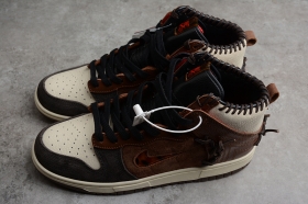 Тёмно-коричневые кожаные кроссовки Nike Dunk High х Bodega