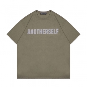 Удлинённая базовая серого-цвета с лого Anotherself футболка