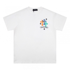 Белого-цвета от бренда Chrome Hearts удлинённая футболка с цветочками