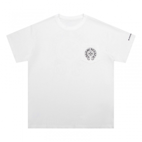 Трикотажная белая футболка Chrome Hearts с качественной надписью