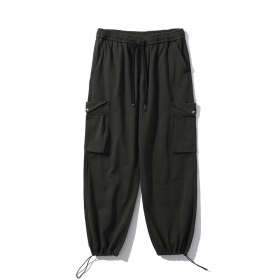 Тёмно-серые от бренда TXC Pants на шнуровке брюки с карманами