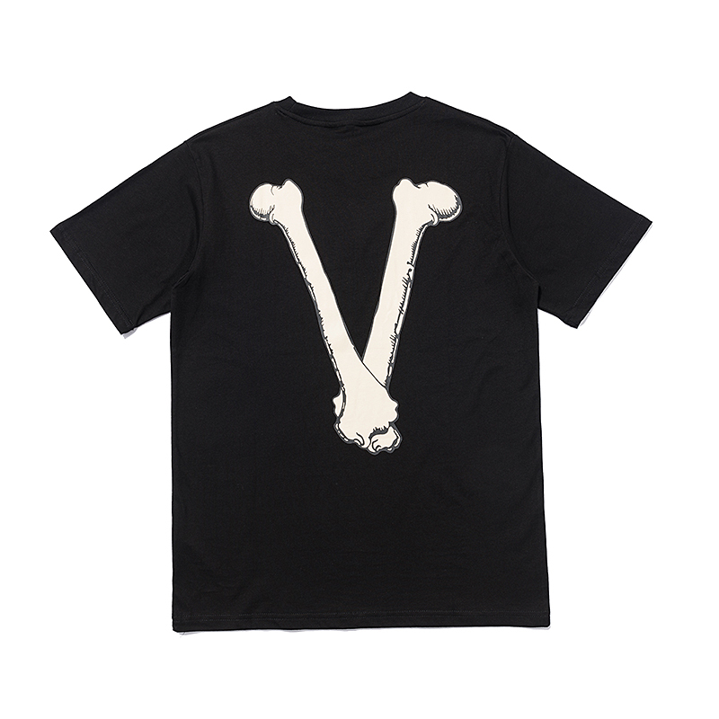 Чёрная футболка VLONE с логотипом и принтом кости