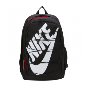 Чёрный текстильный рюкзак с белым логотипом Nike с затяжками 