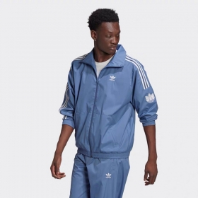 Голубого цвета олимпийка Adidas с карманами на молнии