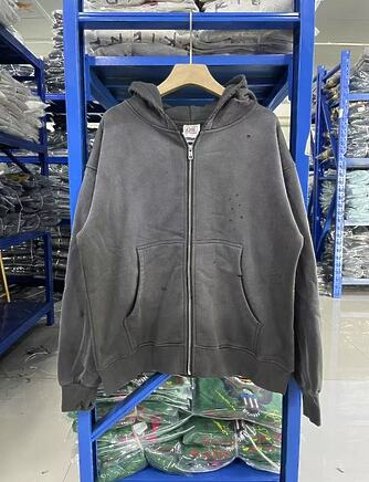 Saint Michael худи в темно-сером цвете на молнии с длинным рукавом