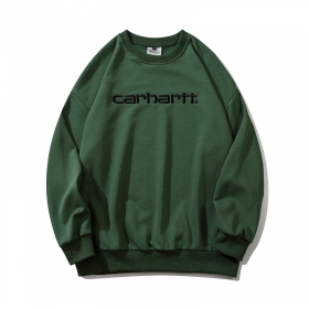 Свитшот с логотипом Carhartt тёмно-зелёный выполнен из хлопка