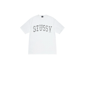 Stussy легкая футболка белого цвета с надписью бренда на груди