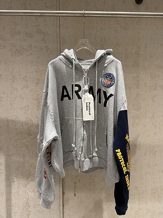 Зип худи на молнии Protocol Index в сером цвете с принтом