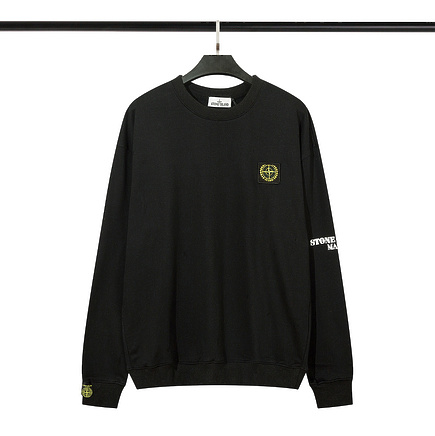 Чёрный свитшот Stone Island с белыми надписями на спине