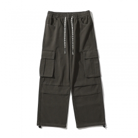 Штаны бренда TXC Pants коричневого цвета прямые широкие на резинке
