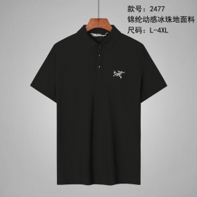 Arcteryx футболка чёрная с воротником на пуговицах и коротким рукавом