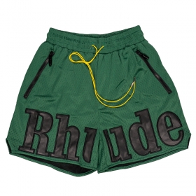 Шорты RHUDE темно-зеленого цвета на резинке с фирменным логотипом
