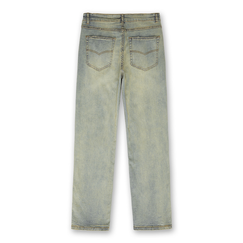 Зелёно-синие джинсы BE THRIVED прямые с разрезом и заниженной талией 